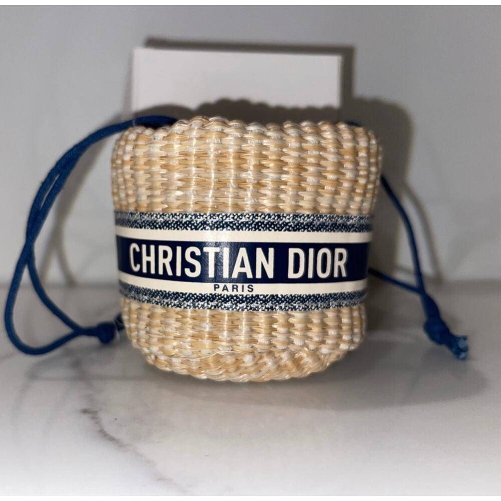 Christian Dior Beauty Limited Edition Mini Straw Bucket Bag with Chain Gift Box